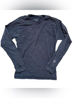 Champion Long Sleeve Tee, Navy, Size S